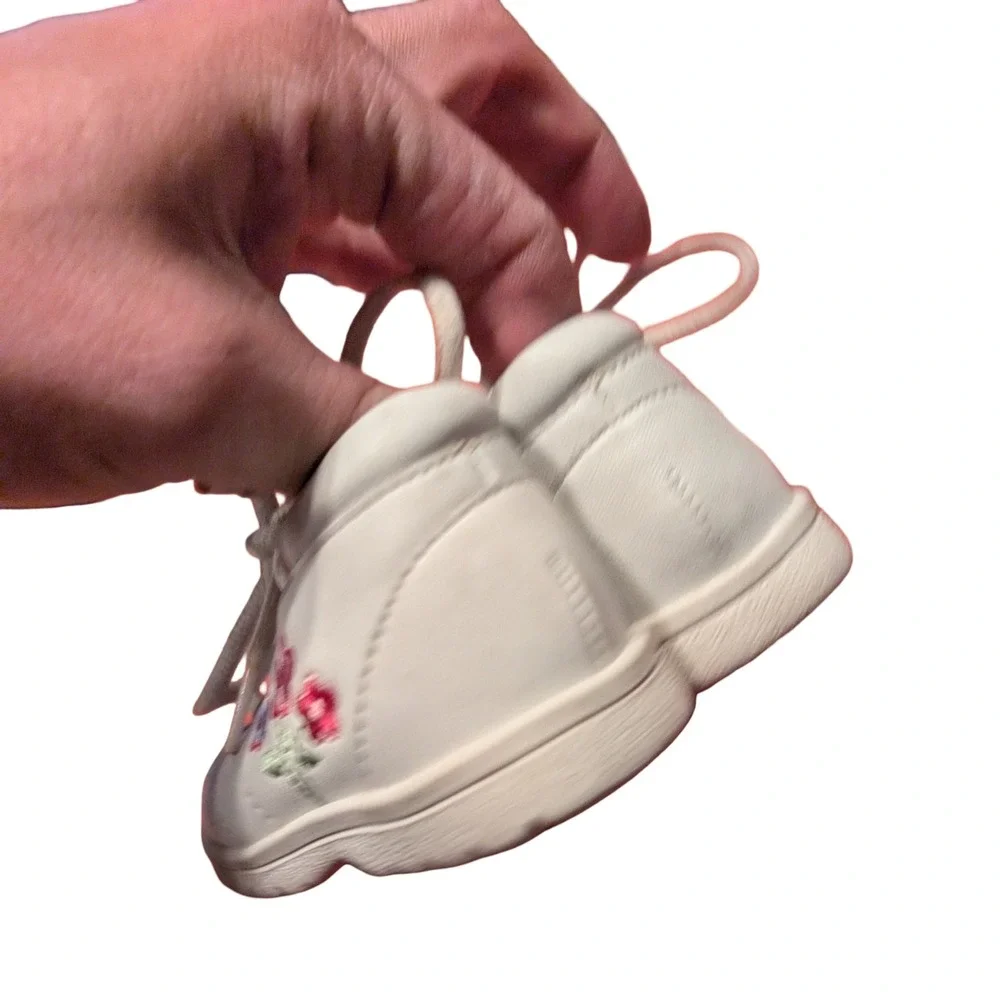 Y2K Baby Smart White Floral Embroidered High Top First Walker Shoes Pink Size 3‎